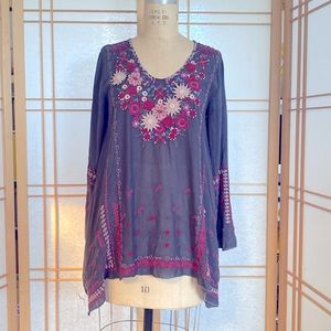 Johnny Was Wish Stitch Embroidered Tunic Size Medium